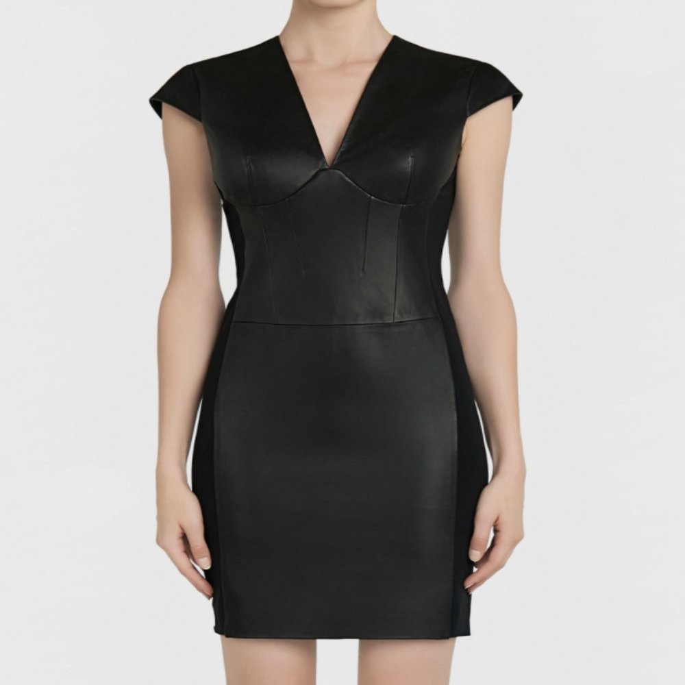 La Perla ~ Black Lambskin Leather Sheath Dress NWT
